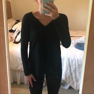 navy blue thermal long sleeve top